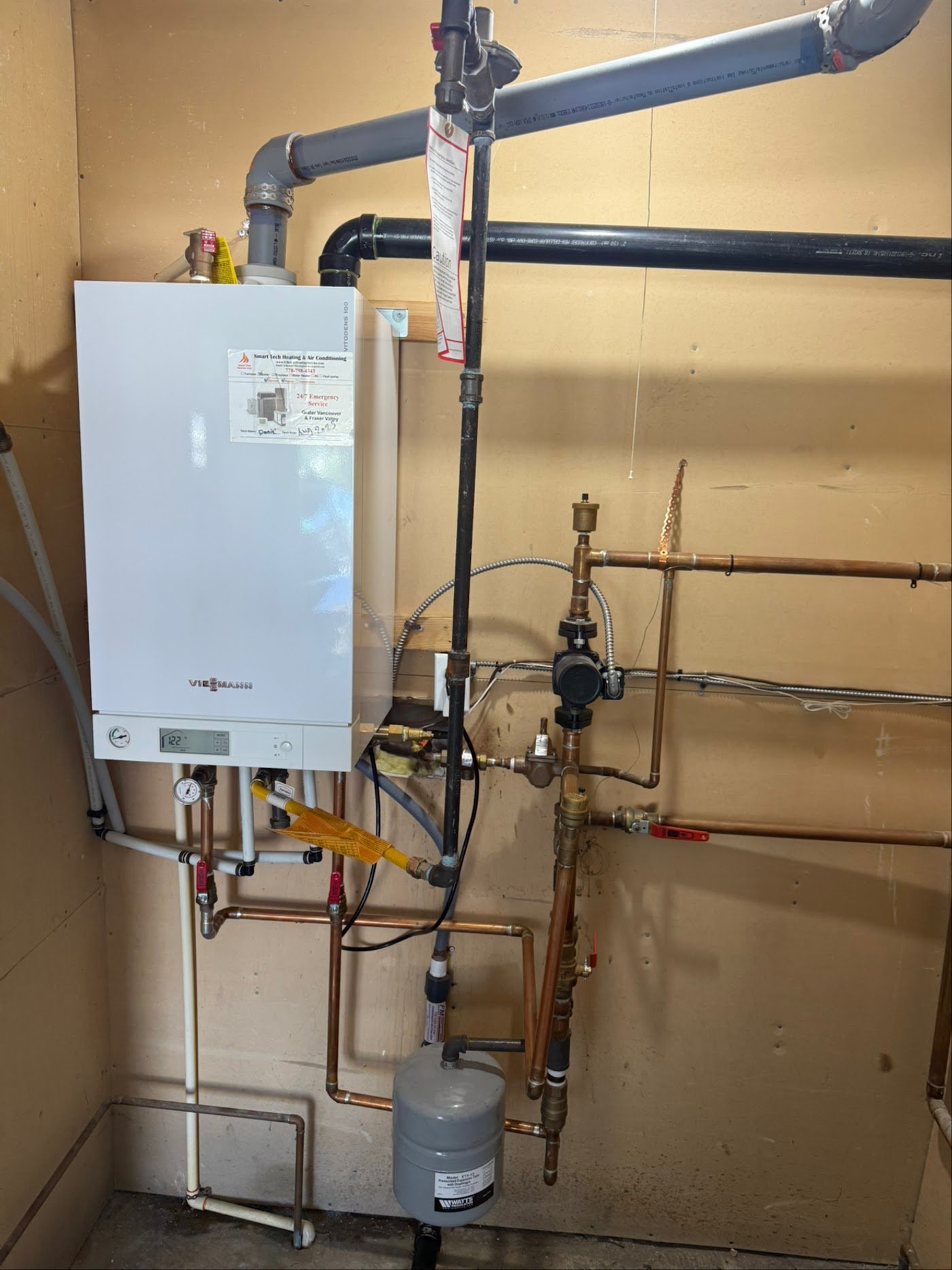 Viessmann boiler, copper pipework, circulator and expansion vessel in the Boiler Installation New Westminster guide