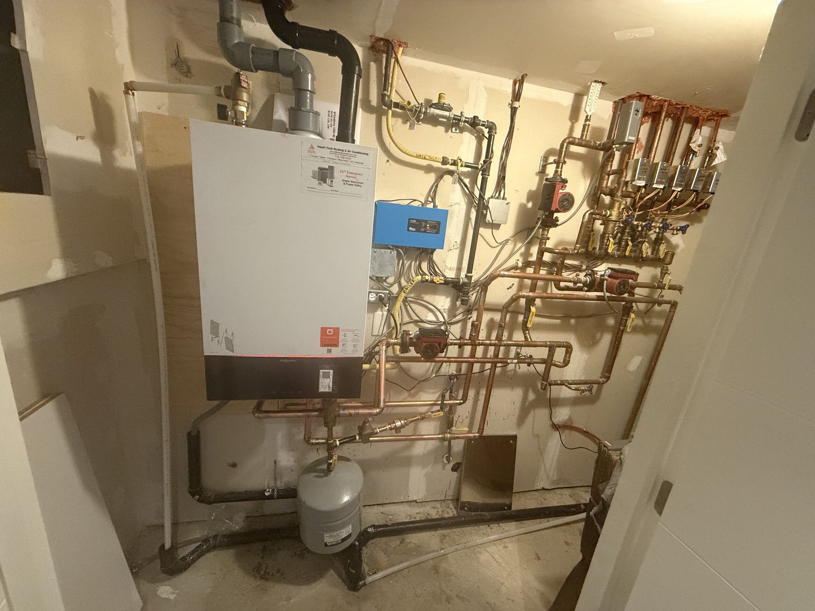 Viessmann Vitodens Boiler Installation Project Viessmann Vitodens boiler installation with multi-zone copper piping, circulators and expansion tank