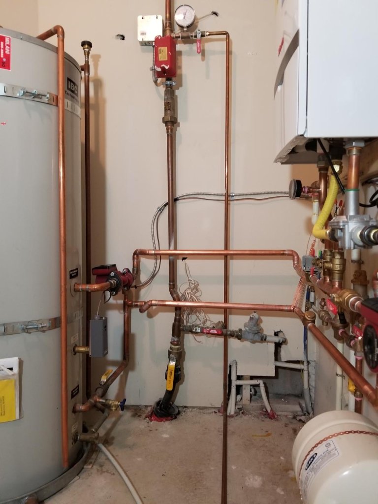 Gas boiler and connected piping — Boiler Repair Burnaby equipment example
