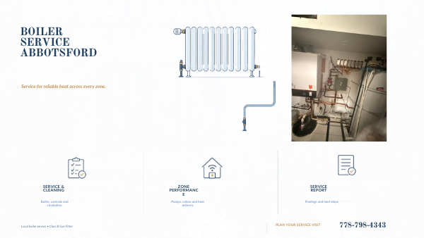 Boiler Service Abbotsford maintenance banner with multi-zone checks and service reporting