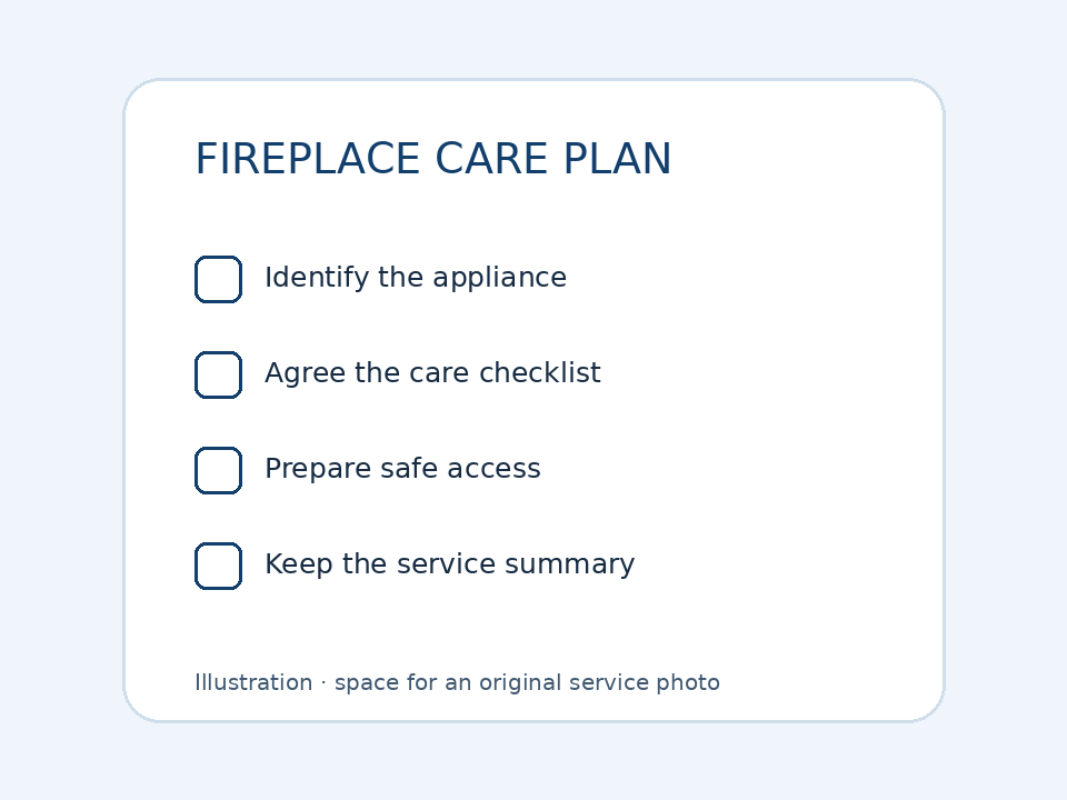 Fireplace service Burnaby maintenance checklist illustration