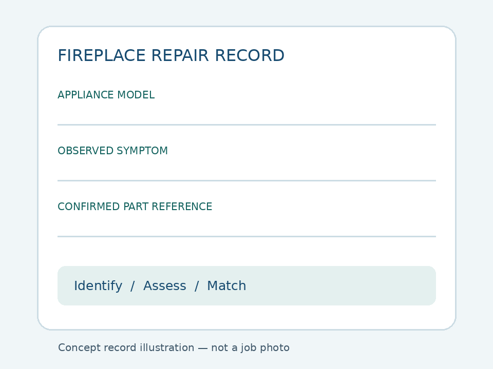 Fireplace Repair Richmond appliance identity and parts request record illustration